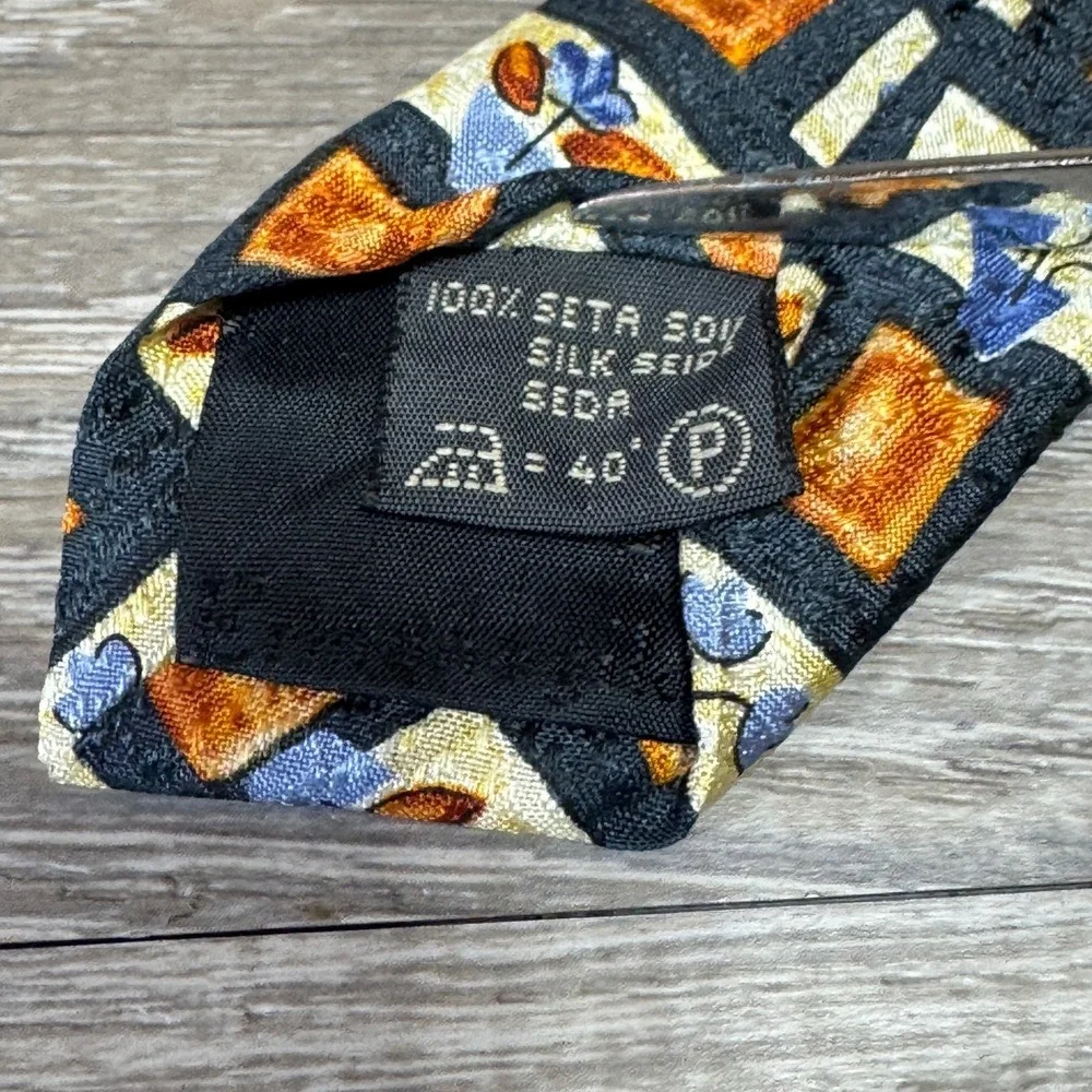 Ermenegildo Zegna Neck Tie Handmade Luxury 100% Silk Floral‎ Retro Mid-Century